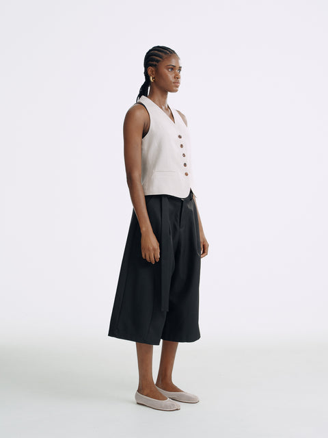 LT26039 Cropped Pants with Belt