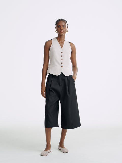 LT26039 Cropped Pants with Belt