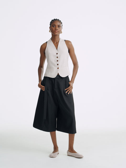 LT26039 Cropped Pants with Belt