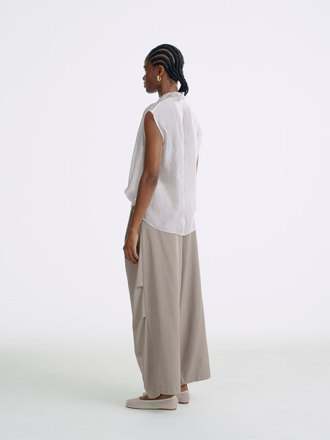 LT26048 Sheering Drape Front Top