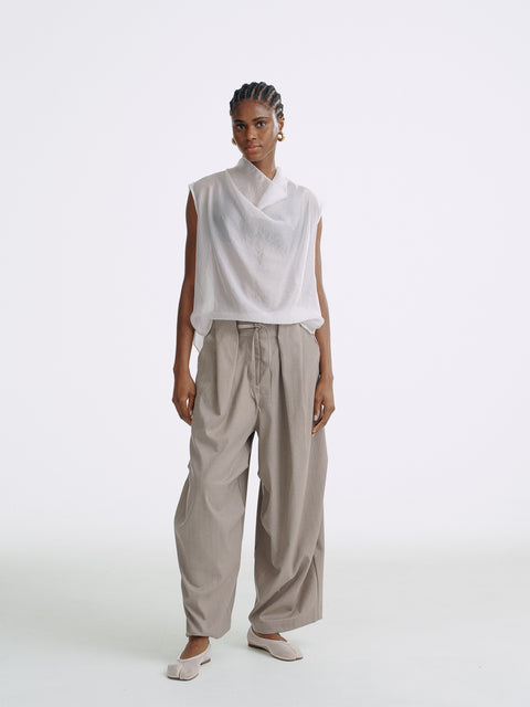 LT26048 Sheering Drape Front Top