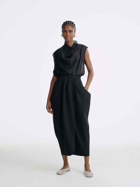 LT26048 Sheering Drape Front Top