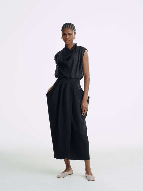 LT26048 Sheering Drape Front Top