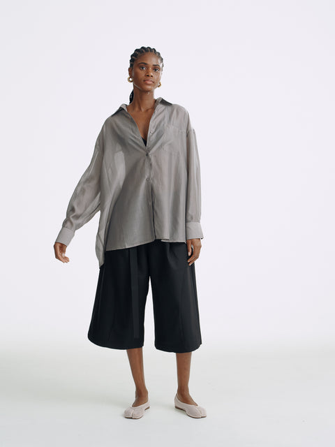 Sol Semi-Sheer Tencel Overshirt Sliver Gray (Pre Order 4 weeks)