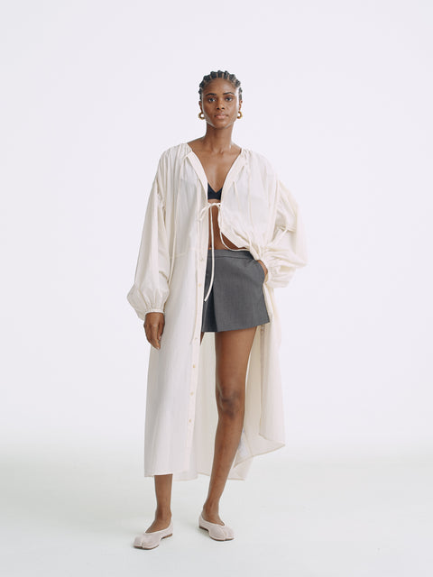 LT26057 Tie Front Maxi Blouse