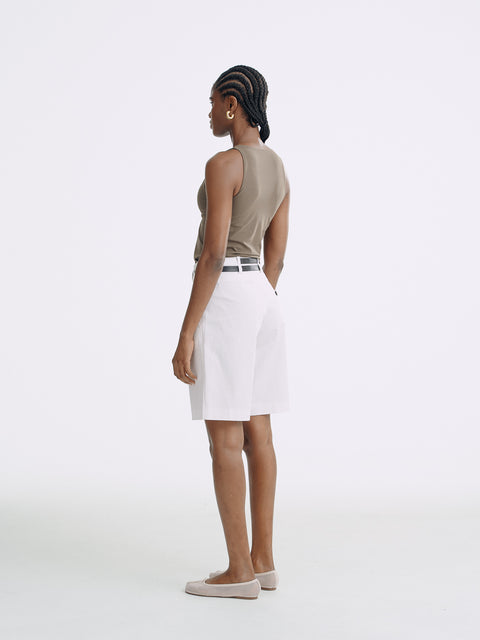 LT26036 Shorts with Belt White