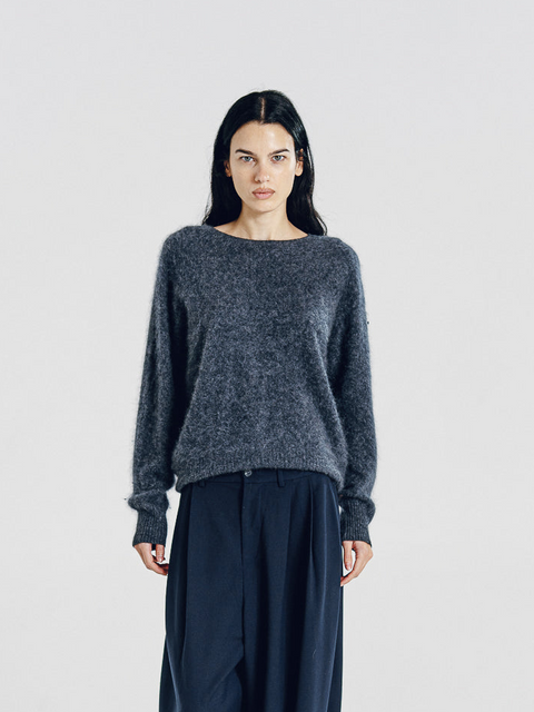 Blake Brushed Wool-Cashmere Sweater Charcoal
