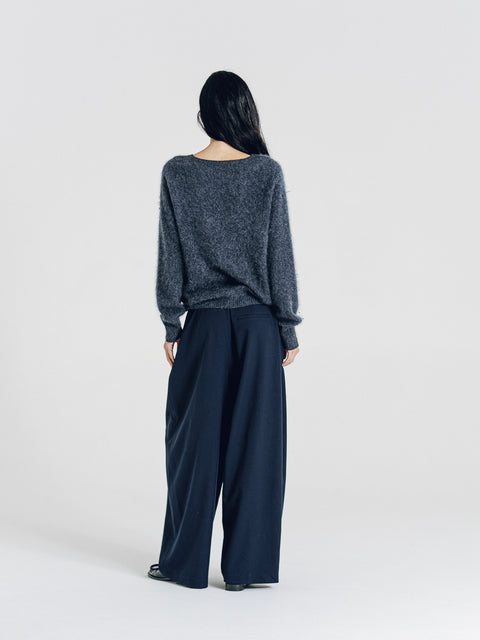 Blake Brushed Wool-Cashmere Sweater Charcoal