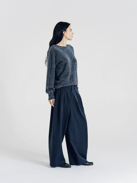 Blake Brushed Wool-Cashmere Sweater Charcoal