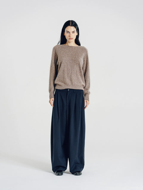 Blake Brushed Wool-Cashmere Sweater Taupe