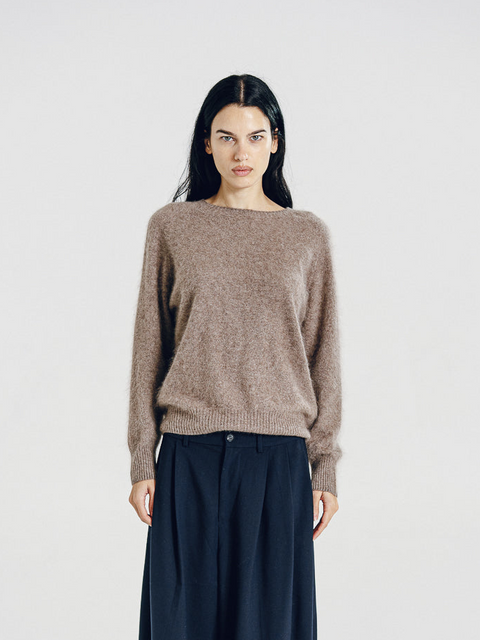 Blake Brushed Wool-Cashmere Sweater Taupe