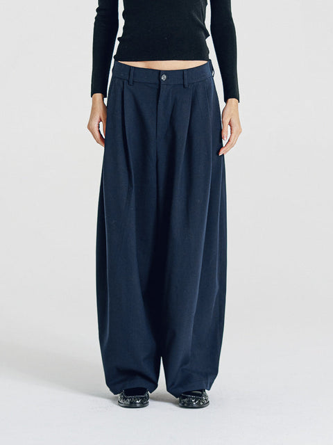 Morgan Double Pleated Pants Navy (Pre-Order)