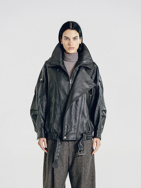 Tatum Leather Relaxed Moto jacket