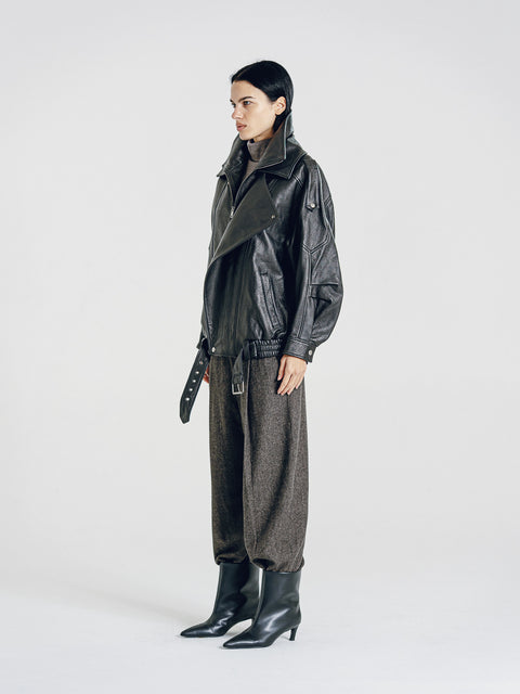 Tatum Leather Relaxed Moto jacket