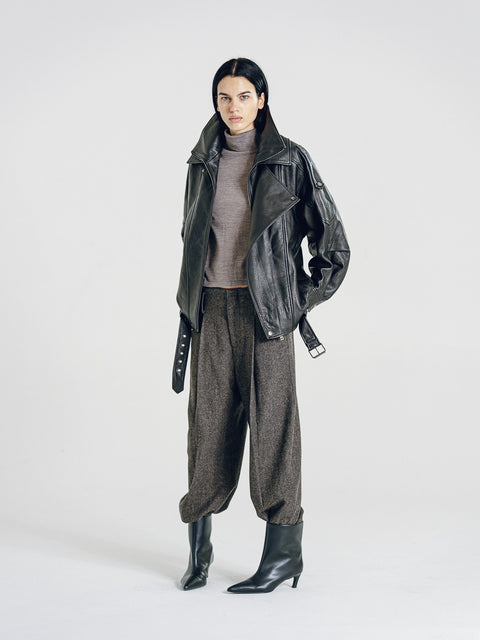 Tatum Leather Relaxed Moto jacket