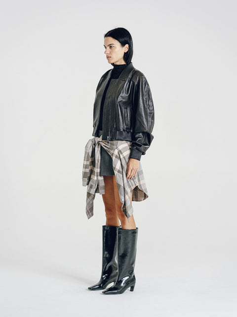 Quinn Leather Bomber Jacket