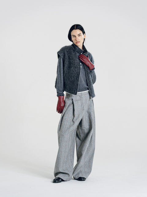Brushed Wool-Cashmere Zipper Vest Charcoal