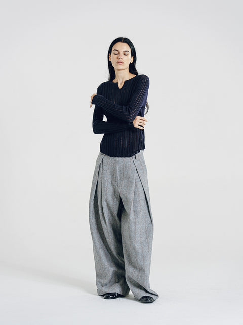 Semi-Sheer Ladder Stitch Sweater Black