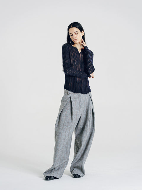 Semi-Sheer Ladder Stitch Sweater Black