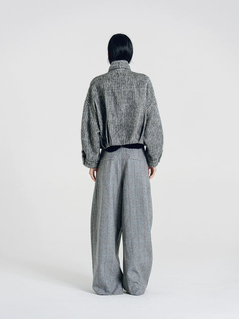 Mohair-Wool Blend Tweed Jacket Gray