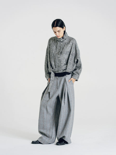 Mohair-Wool Blend Tweed Jacket Gray