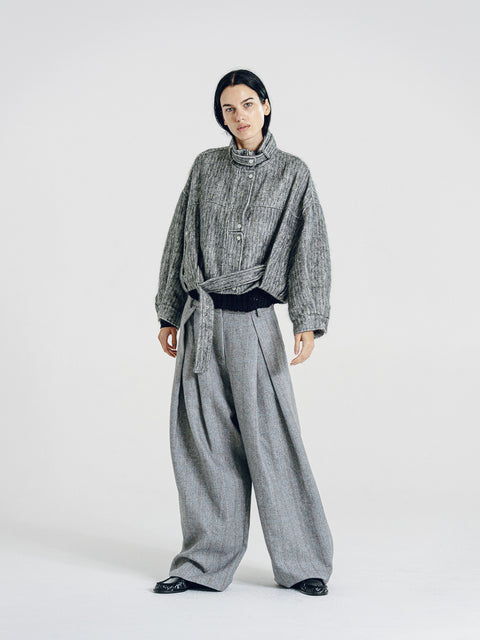 Mohair-Wool Blend Tweed Jacket Gray