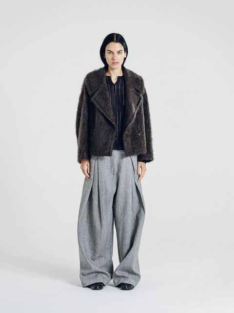 Brushed Wool-Cashmere Peacoat Graphite