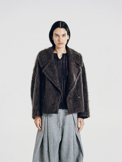 Brushed Wool-Cashmere Peacoat Graphite