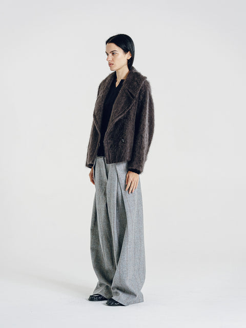 Brushed Wool-Cashmere Peacoat Graphite