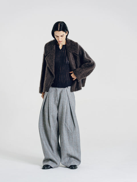 Brushed Wool-Cashmere Peacoat Graphite
