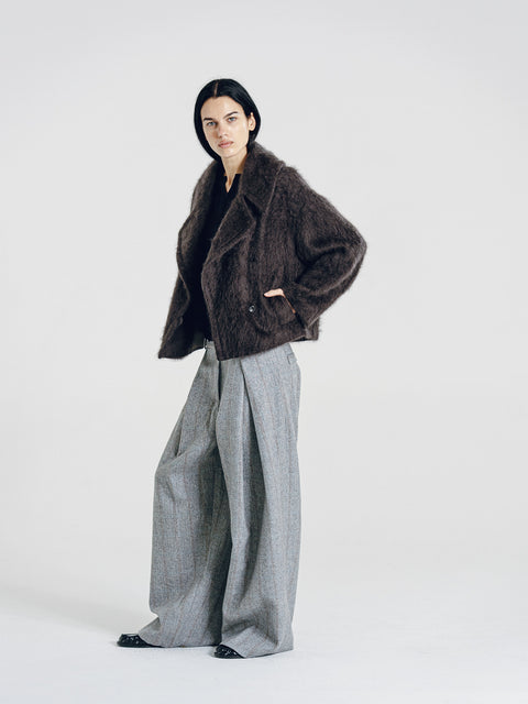 Brushed Wool-Cashmere Peacoat Graphite