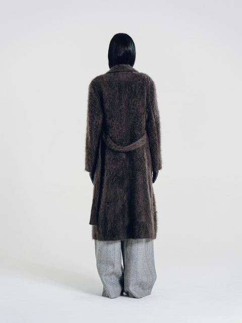 Brushed Wool-Cashmere Double-Breasted Coat Graphite