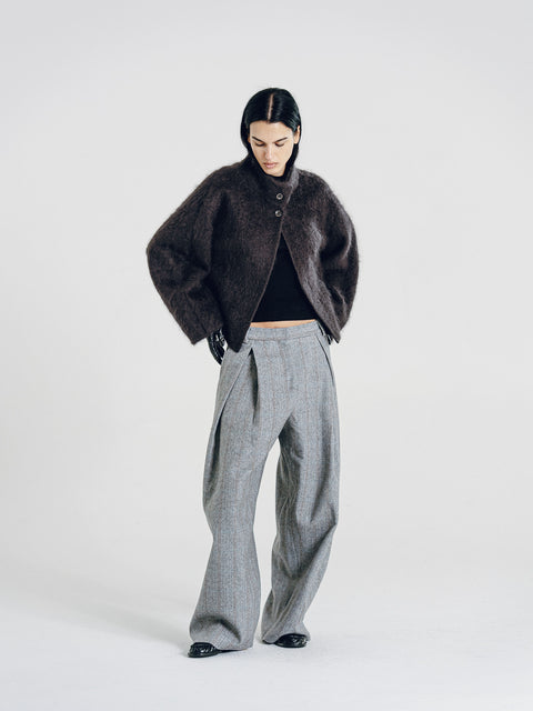 Brushed Wool-Cashmere Jacket Charcoal