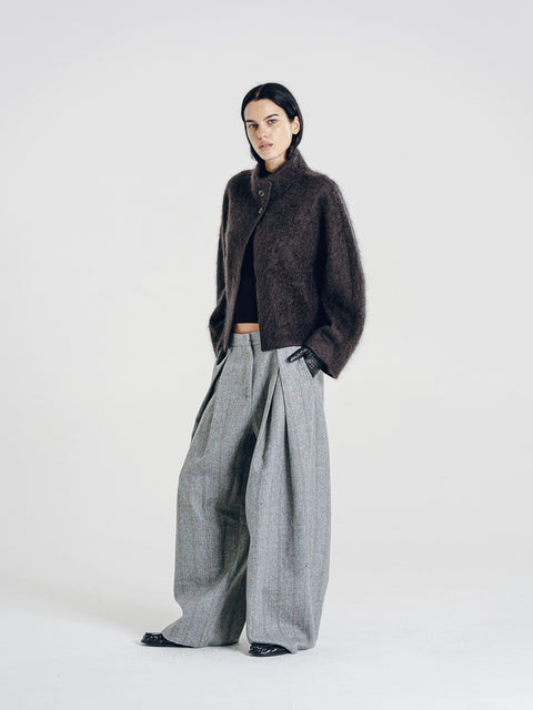 Brushed Wool-Cashmere Jacket Charcoal