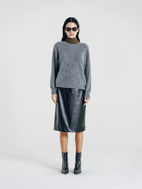 Blake Brushed Wool-Cashmere Sweater Gray