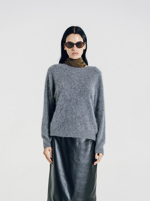 Blake Brushed Wool-Cashmere Sweater Gray