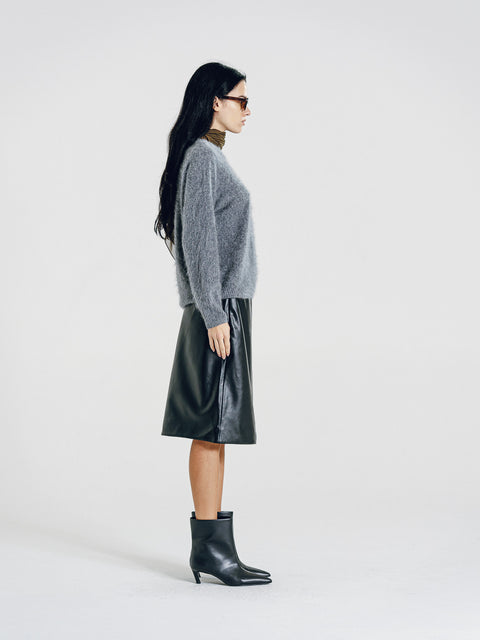 Blake Brushed Wool-Cashmere Sweater Gray
