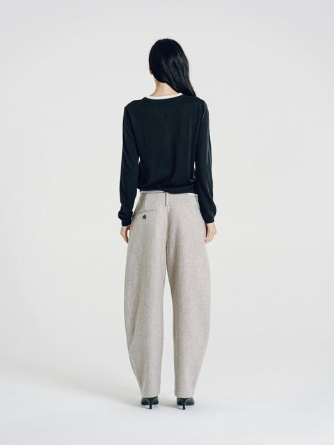 Nora Two Tone Henley Knit Sweater Black