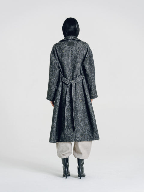 Mohair-Wool Blend Tweed Overcoat
