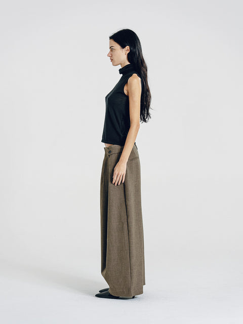 Robin Olive-Brown Wide-Leg Trousers