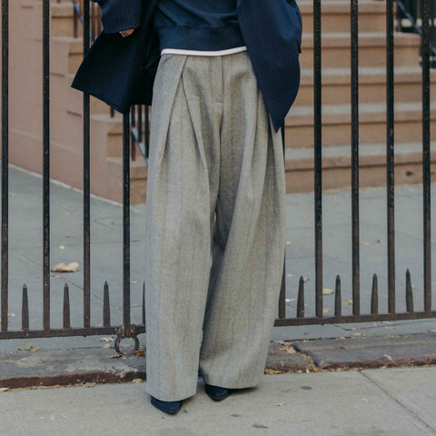 Hayes Herringbone Tweed Wide Leg Pants