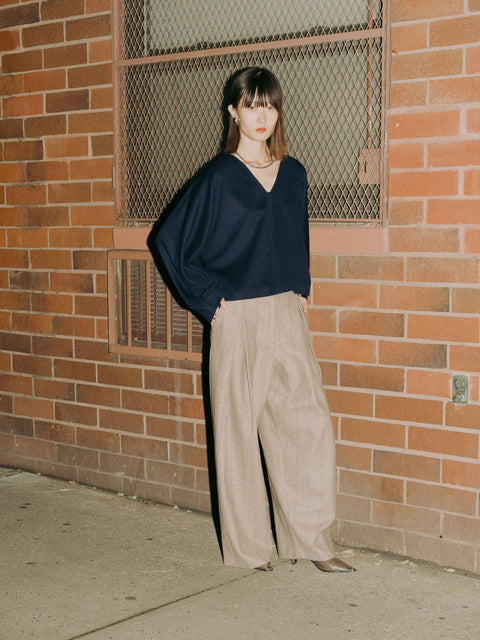 Hayes Herringbone Tweed Wide Leg Pants