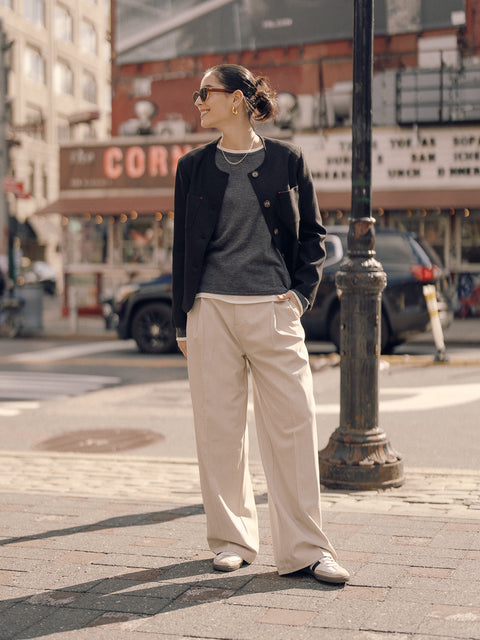 Sora Two tone Wool Blend Knit Top Gray