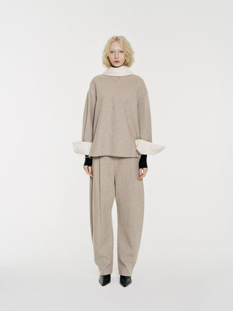 August Structured Wool Trousers Beige (Pre-Order)