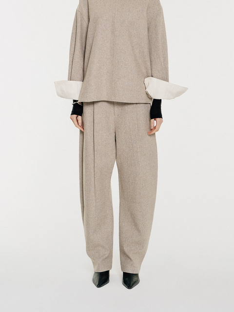 August Structured Wool Trousers Beige (Pre-Order)