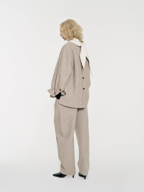 August Structured Wool Trousers Beige (Pre-Order)