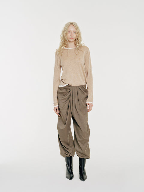 Sora Two tone Wool Blend Knit Top Oatmeal