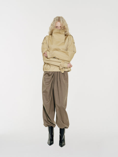 Lennon High-Collar Cotton Twill Trench Jacket