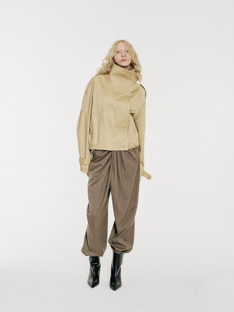 Lennon High-Collar Cotton Twill Trench Jacket