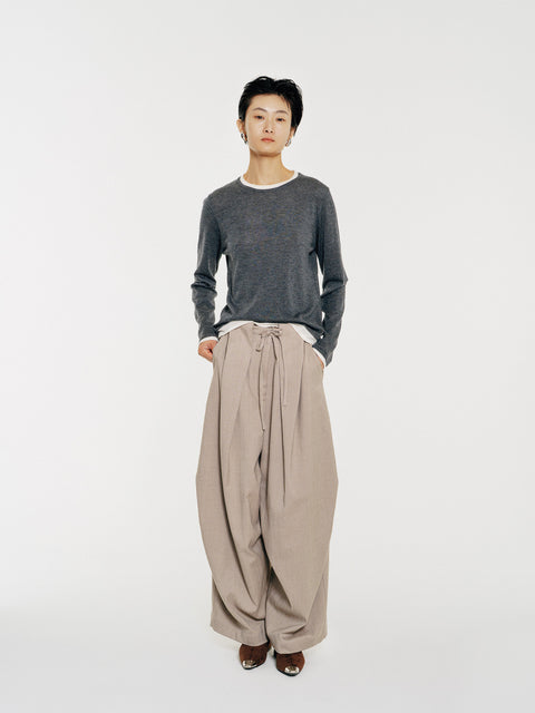 Sora Two tone Wool Blend Knit Top Gray